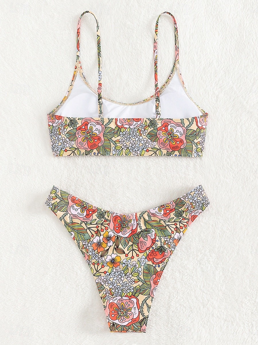 Női Fürdőruha Bikini 2 darab Merész Fürdőruha Nyitott hátú Vékony Szabadság Strandruházat Virágos Kerek Ujjatlan Fürdőruhák 2025 - $25.99 –P8