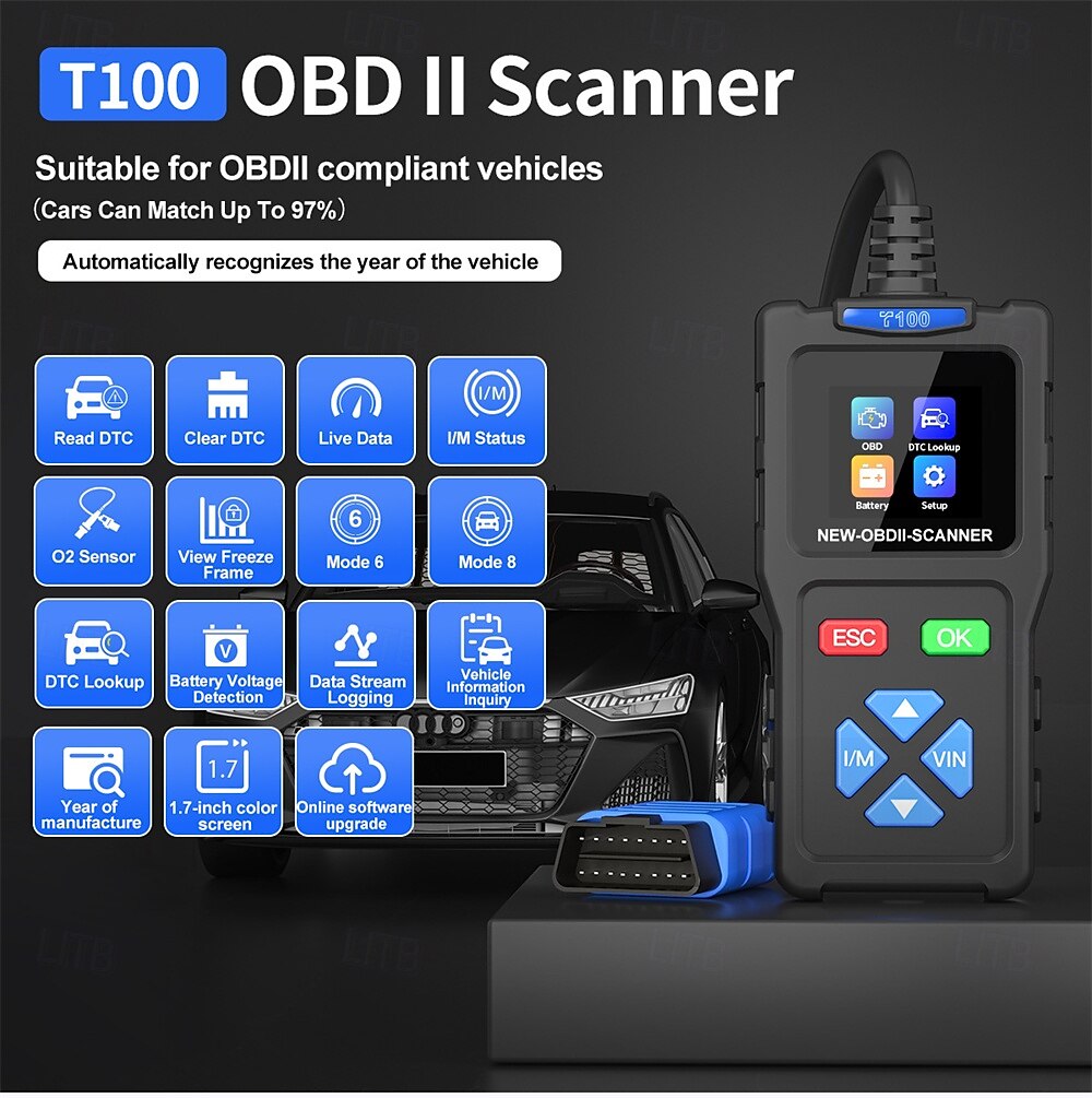 OBD2 Scanner Diagnostic Tool Battery Tester Vehicles Check Engine Malfunction Code Reader with Reset OBD II Car Scanner&Tester Diagnostic Tools 2025 - $38.99 –P1
