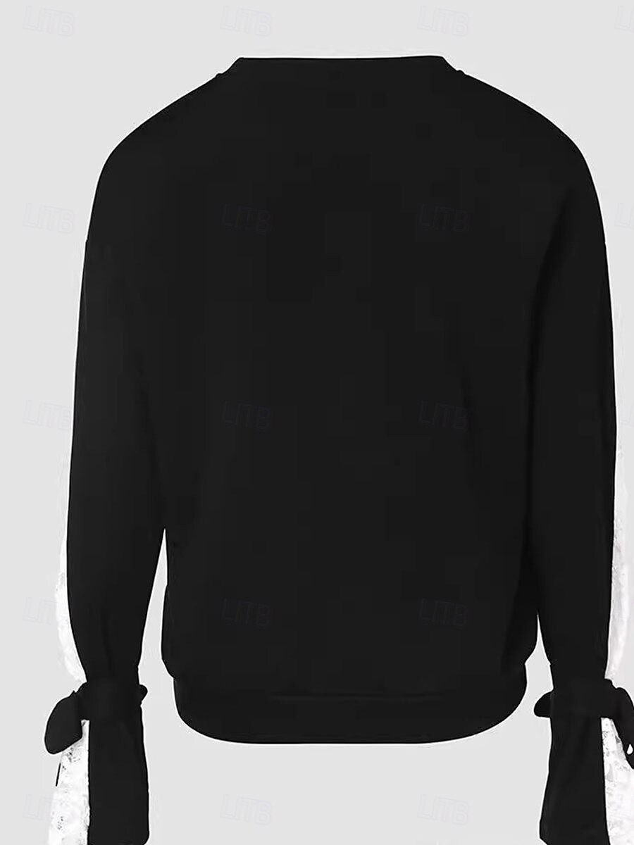 Per donna A strisce Di tendenza Informale Manica lunga Squadrata Top regolari Feste Informale Per uscire Nero Beige Autunno Inverno del 2025 a $33.99 –P5
