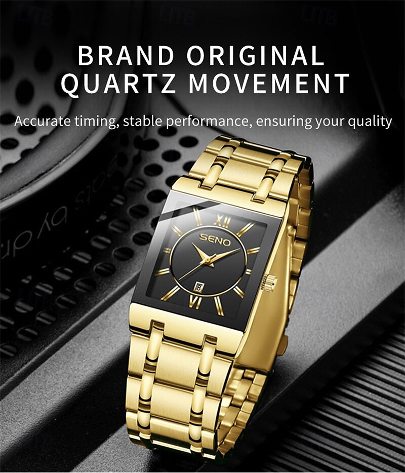 New Stainless Steel Fashion Trend Men'S Quartz Watch Calendar Waterproof Simple Leisure Sports Automatic Non-Mechanical Square Watch 2025 - $15.99 –P6
