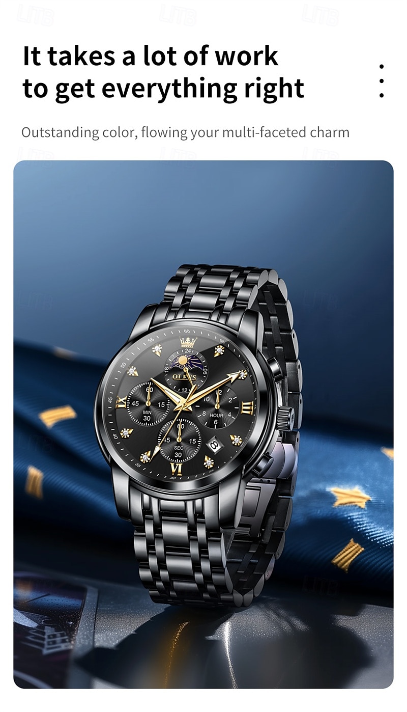 New Olevs Brand Stainless Steel Band Men'S Business Watch Calendar Luminous Chronograph Multifunction Simple Leisure Quartz Watch Fashion Waterproof Sports Men'S Wristwatch 2025 - $35.99 –P11