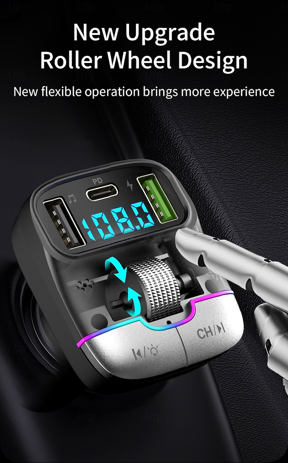 Car Charger Dual USB Smart Fast Chargers with Charging Cable Bluetooth 5.0 FM Transmitter MP3 Player 2025 - $27.99 –P2