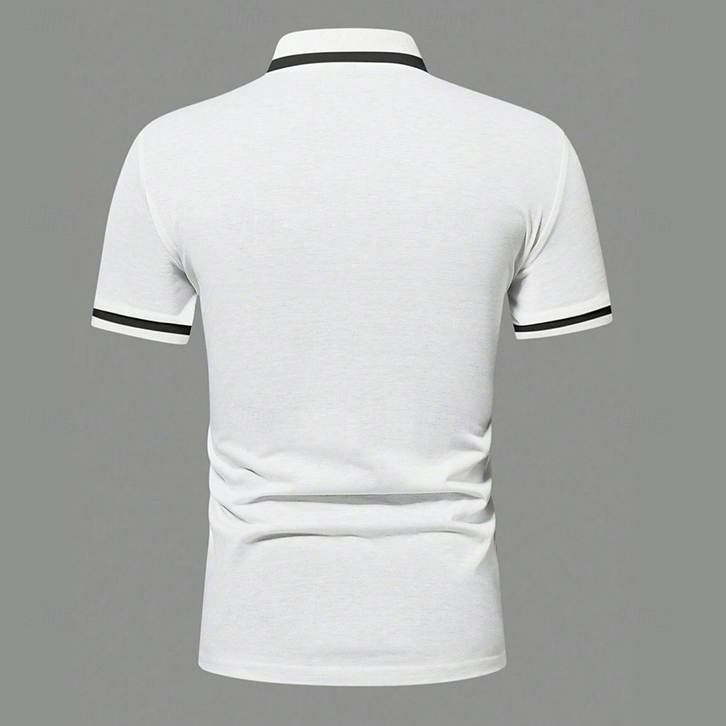 Men's Polo Shirts Golf Shirt Business Formal Lapel Short Sleeve Basic Comfortable Color Block Patchwork Front Pocket Summer Spring Regular Fit Light Blue White Navy Blue Polo Shirts 2026 - $24.99 –P2