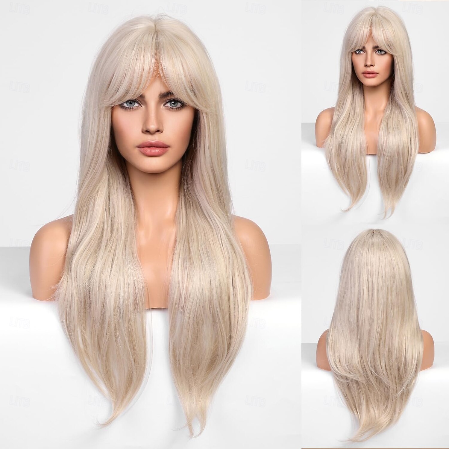 Wig with Curtain Bangs Long Wigs for Women Natural Straight Synthetic Wig for Daily Use Cosplay 2025 - zł62.38 –P1