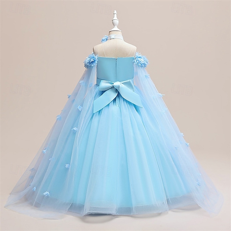 Flower Girl Dress Kid's Girls' Princess Dress Performance Wedding Party Elegant Beautiful Mesh Solid Color Sleeveless Crew Neck Light Pink White 4 years+ 2025 - GBP £37 –P9