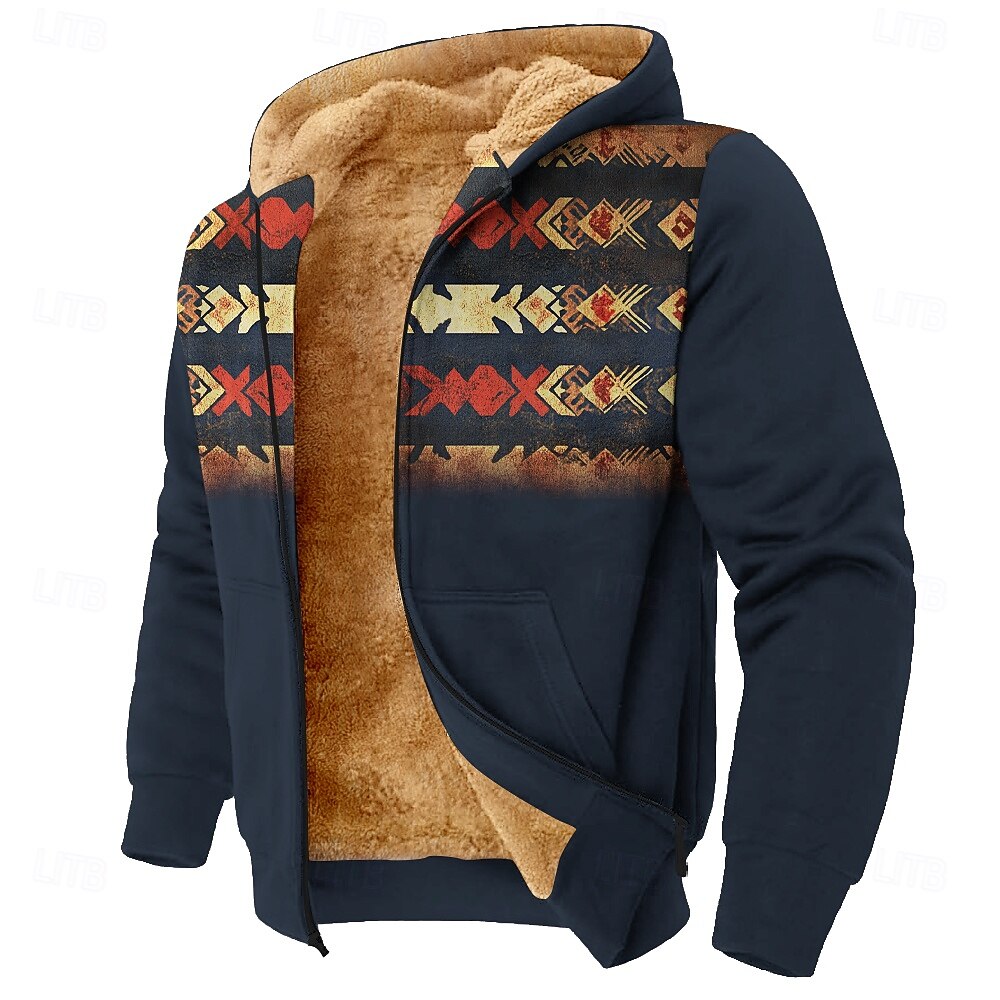 Per uomo Azteco Pile Felpa con Cappuccio Semplice Casual Manica Lunga Girocollo Caccia Nero Blu Con zip Autunno Inverno progettista del 2025 a $39.99 –P1