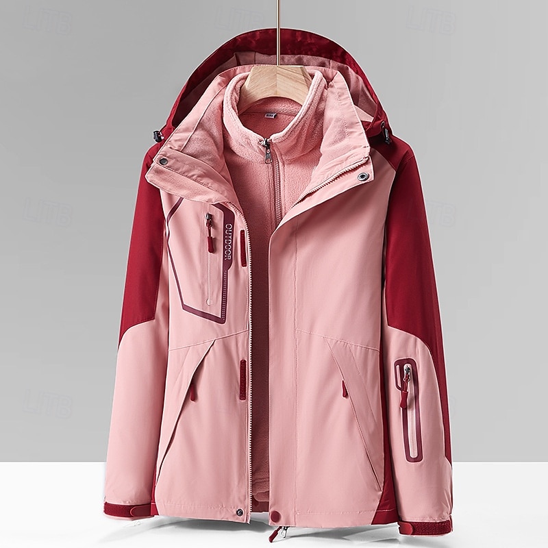 Per donna Giacca Softshell Giubbino da escursione Inverno All'aperto Antivento Resistente all'acqua Giacca 3 in 1 Giacche in pile Giacca a vento Viaggi Nero Avorio Rosa Verde del 2025 a $90.99 –P1