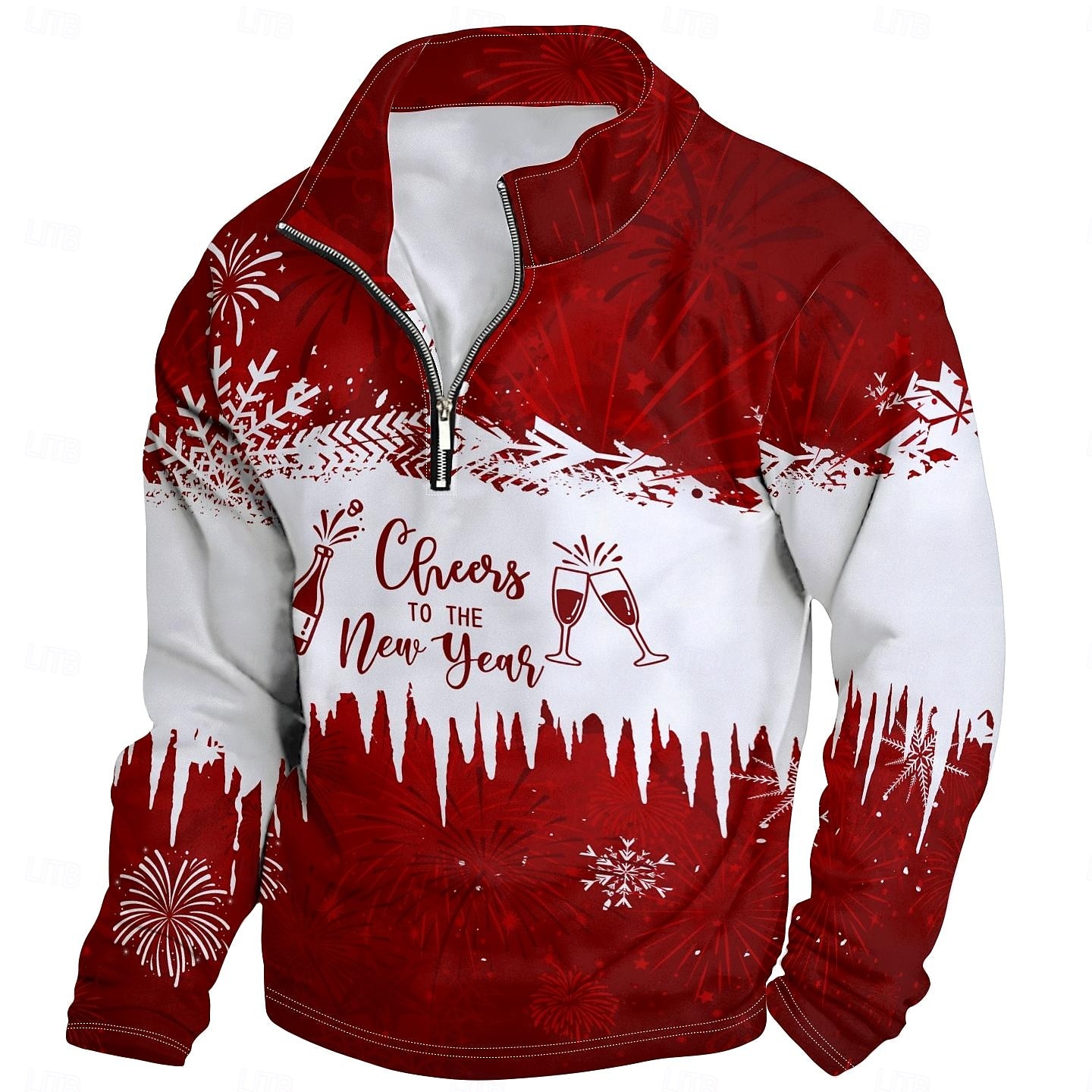 New Year Christmas Men's Sweatshirt Long Sleeve Vacation Going out Streetwear Light Yellow Dark Yellow Light Blue Gray&White Red2 Print Spring &  Fall Designer S M L XL XXL 3XL 2025 - $34.99 –P8