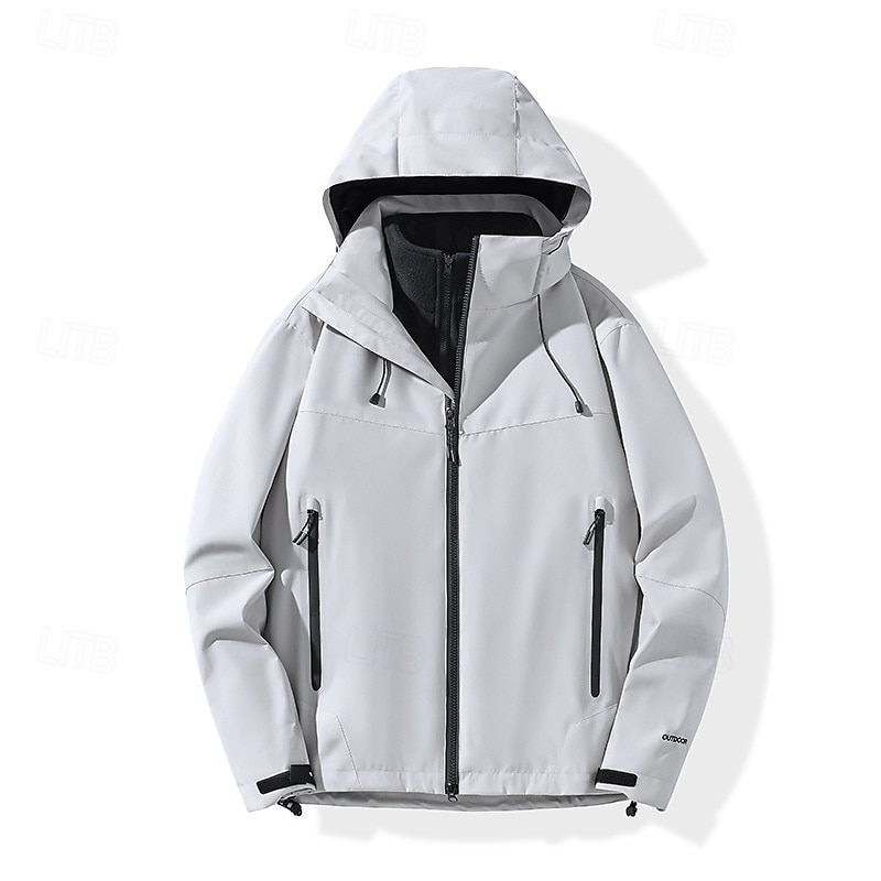 Homens Jaqueta Softshell Jaqueta de Trilha Inverno Ao ar livre Bloco de cor Térmico / Quente A Prova de Vento Impermeável Jaquetas 3-em-1 Jaqueta de Inverno Jaqueta corta-vento Viajar Preto Branco de 2025 por $82.99 –P1