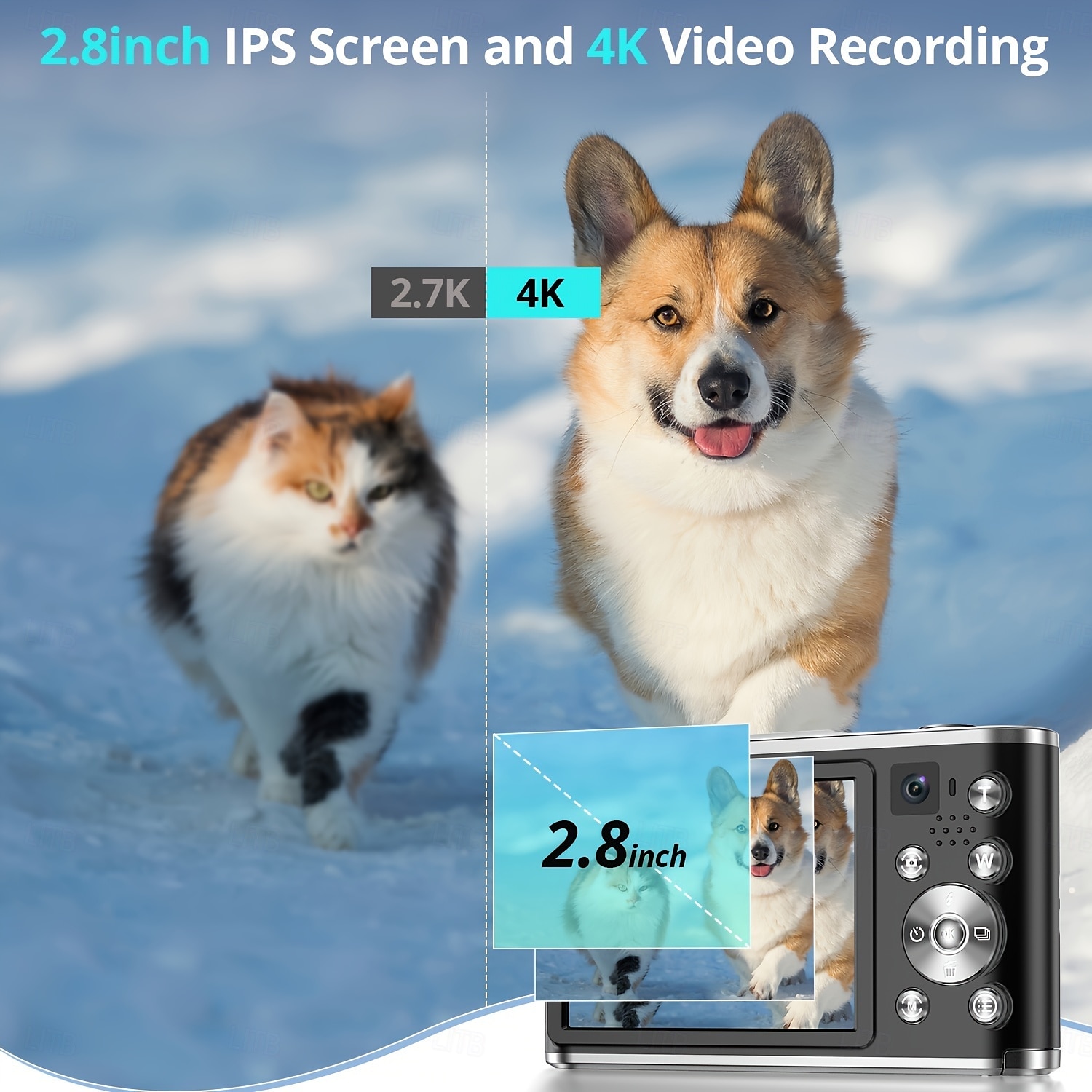 2025年 4K フロントおよびリアデュアルカメラデジタルカメラ、16 倍の効率的なズーム、2.8 インチ画面、オートフォーカス、自撮りカメラ、フロントカメラ、ポイントアンドシュートカメラ  コレクション – $111.99 –P8