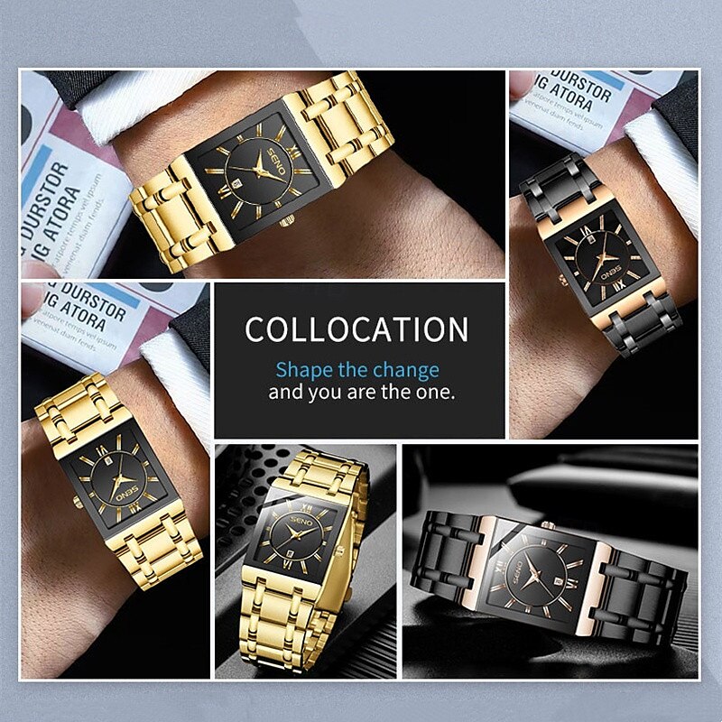 New Stainless Steel Fashion Trend Men'S Quartz Watch Calendar Waterproof Simple Leisure Sports Automatic Non-Mechanical Square Watch 2025 - $15.99 –P1