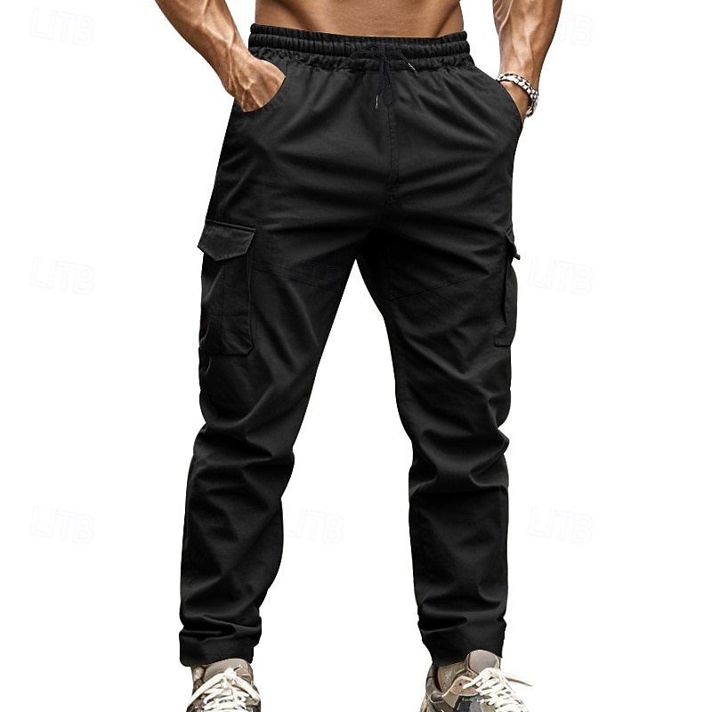 Men's Joggers Trousers Cargo Sweatpants Pocket Drawstring Elastic Waist Plain Comfort Sports Outdoor Daily Fashion Casual ArmyGreen Black Micro-elastic 2026 - $26.99 –P4