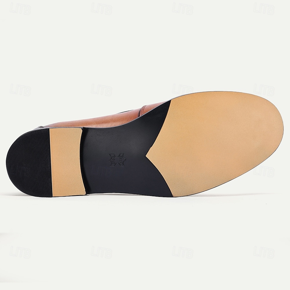 Stylish Brown Leather Loafers with Woven Detail and Metal Bit for Men | Perfect for Casual and Business Casual 2025 - $94.99 –P6