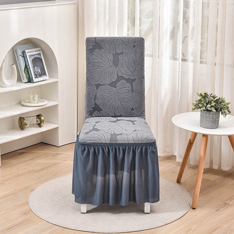 stolsöverdrag med kjolfåll elegant och snygg design mjukt och slitstarkt tyg perfekt för matsal eller speciella tillfällen ger fullt stolskydd lätt att installera och maskintvättbar 2025 - $19.49 –P17