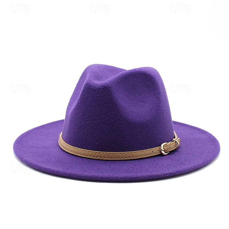 Men's Kentucky Derby Hat Sun Hat Cowboy Hat Fedora Trilby Hat Black White Woolen Vintage Style Fashion 18th Century State of Texas Daily Theme Party Solid / Plain Color Sunscreen Cosplay 2025 - $9.99 –P2