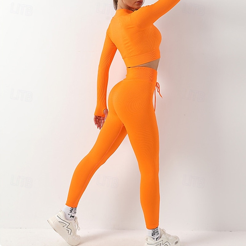Mujer Conjunto de Ropa Fitness Sujetador deportivo con medias Mono de Fitness 2 Piezas Color sólido Mallas Leggings Trajes de Yoga Negro Blanco Yoga Aptitud física Entrenamiento de gimnasio Alta 2025 - $33.59 –P10