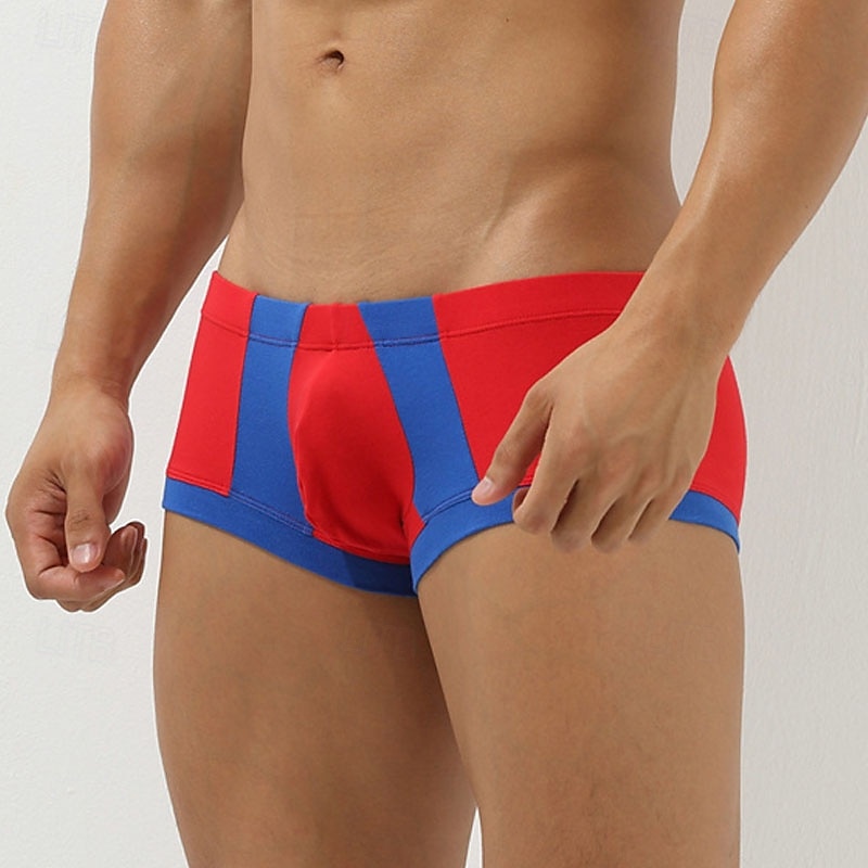 Men's 1 PCS Boxers Underwear Boxer Shorts Patchwork Spandex Breathable Soft Comfortable Color Block Letter & Number Mid Rise Black Red 2025 - $8.99 –P16