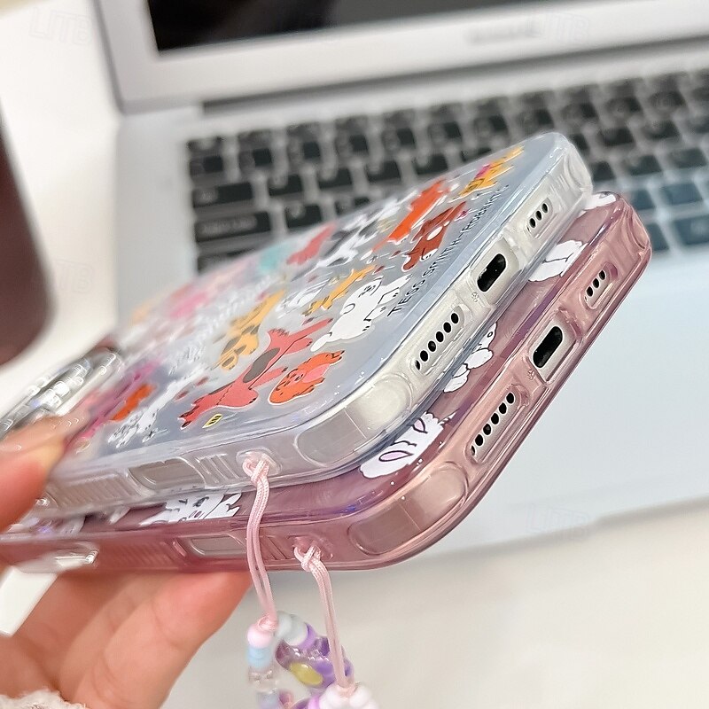 telefone Capinha Para iPhone 16 Pro Max Plus iphone 15 iPhone 15 Pro Max iPhone 14 Pro Max iPhone 13 Pro Max Capa traseira com pulseira Antichoque Retro TPU Vidro Temperado de 2025 por $15.99 –P8