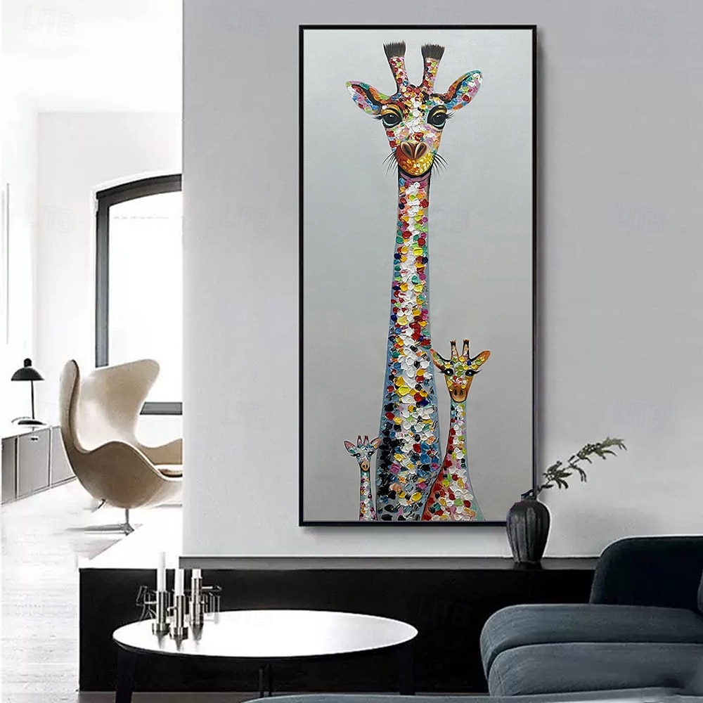 لوحات زيتية على قماش لحيوانات الزرافة مصنوعة يدويًا من مينتورا لتزيين الحائط صورة تجريدية حديثة للديكور المنزلي بدون إطار غير ممدودة 2026 - $60.99 –P4