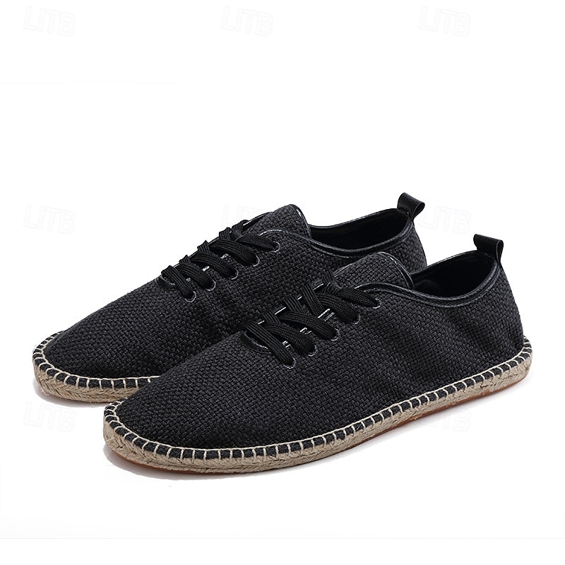 scarpe espadrillas da uomo in tela beige con lacci e suola in corda di juta – comode calzature estive casual del 2025 a $32.99 –P6