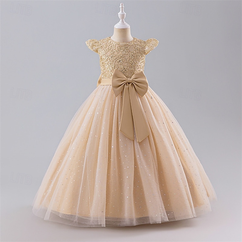 kinderkleidung Mädchen Blumenmädchen Kleid Party Kleid Farbblock Ärmellos Leistung Hochzeit Party Krawattenknoten Schön Süß Polyester Maxi abendkleider Schaukelkleid A Linie Kleid Sommer 4 Jahre + 2025 - $47.99 –P2
