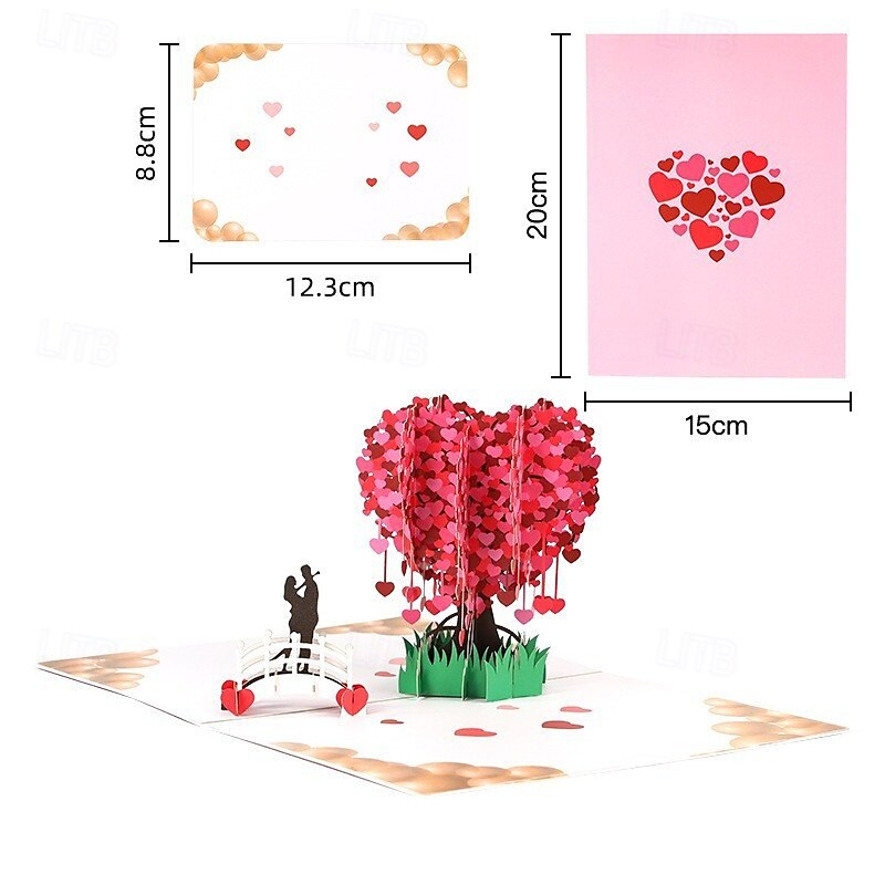 3D vyskakovací přání ke dni svatého Valentýna, design stromu s třešňovým květem, papírové vyřezávané přání ke Dni matek, požehnání a děkovné zprávy 2025 - $7.99 –P6