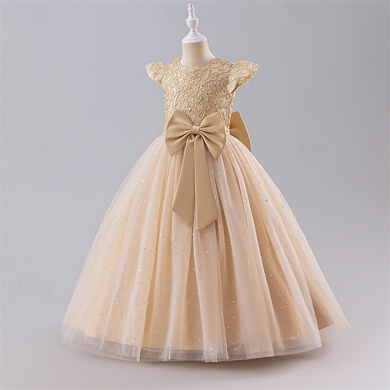 kinderkleidung Mädchen Blumenmädchen Kleid Party Kleid Farbblock Ärmellos Leistung Hochzeit Party Krawattenknoten Schön Süß Polyester Maxi abendkleider Schaukelkleid A Linie Kleid Sommer 4 Jahre + 2025 - $47.99 –P3
