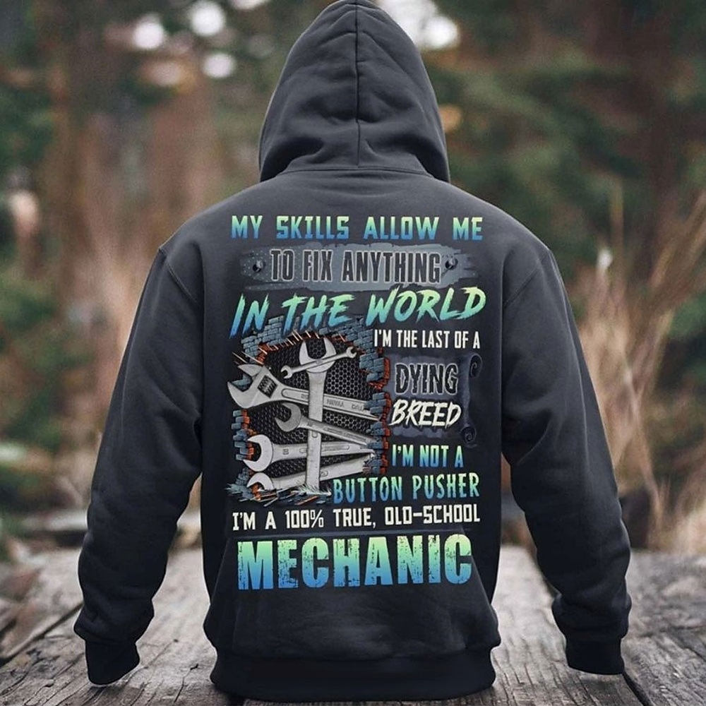 Herren Old School Mechaniker Hoodie - 'Meine Fähigkeiten erlauben es mir alles zu reparieren' Grafik 2026 - $30.99 –P1