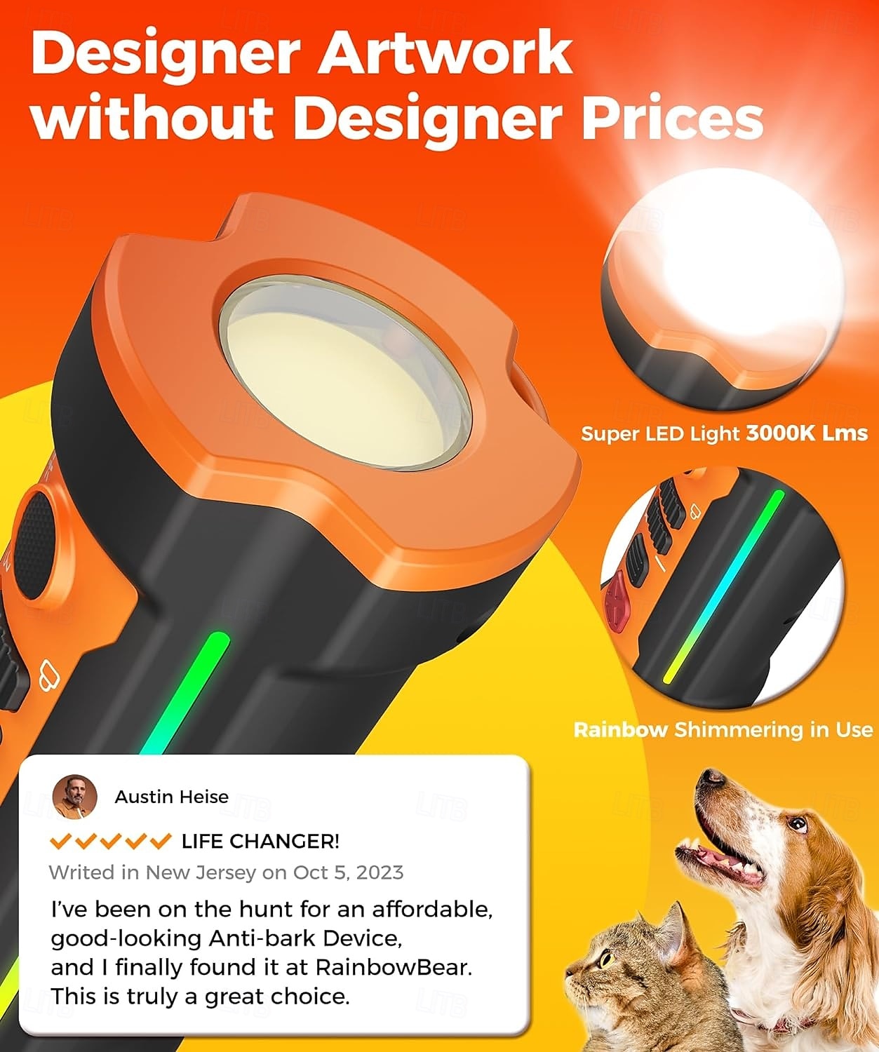 Hundetraining Schall Bellen-Hemmer LED-Lampe Ultraschall Sonic Bark Deterrents Hunde Anti Bark Wiederaufladbar Sicherheit ABS + PC Ultraschall Taschenlampe Für Haustiere 2026 - $38.99 –P4