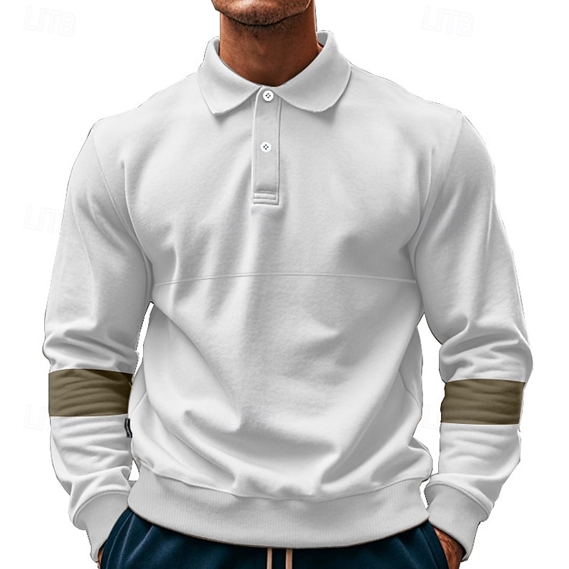 Men's Golf Shirt Golf Polos Shirts Work Casual Lapel Long Sleeve Basic Modern Color Block Patchwork Buttons Spring &  Fall Regular Fit Black White Army Green Khaki Gray Golf Shirt 2025 - $25.99 –P1