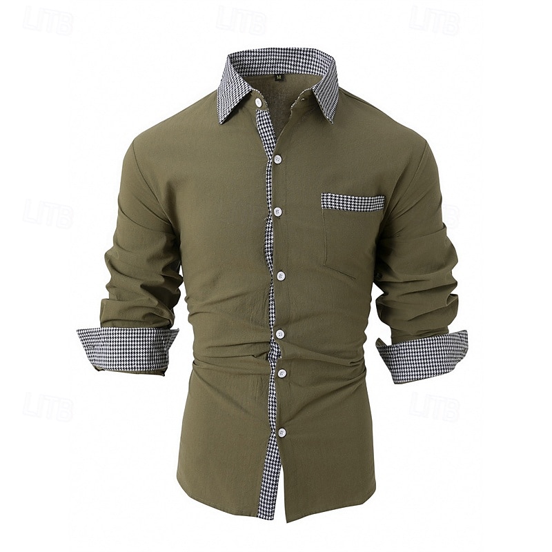 Herren Hemd Oberhemd Knopfhemd Farbblock Hochzeit Party Schwarz Weiß Rosa Orange Langarm Kargen Frühling & Herbst Bekleidung Patchwork 2025 - $26.99 –P8