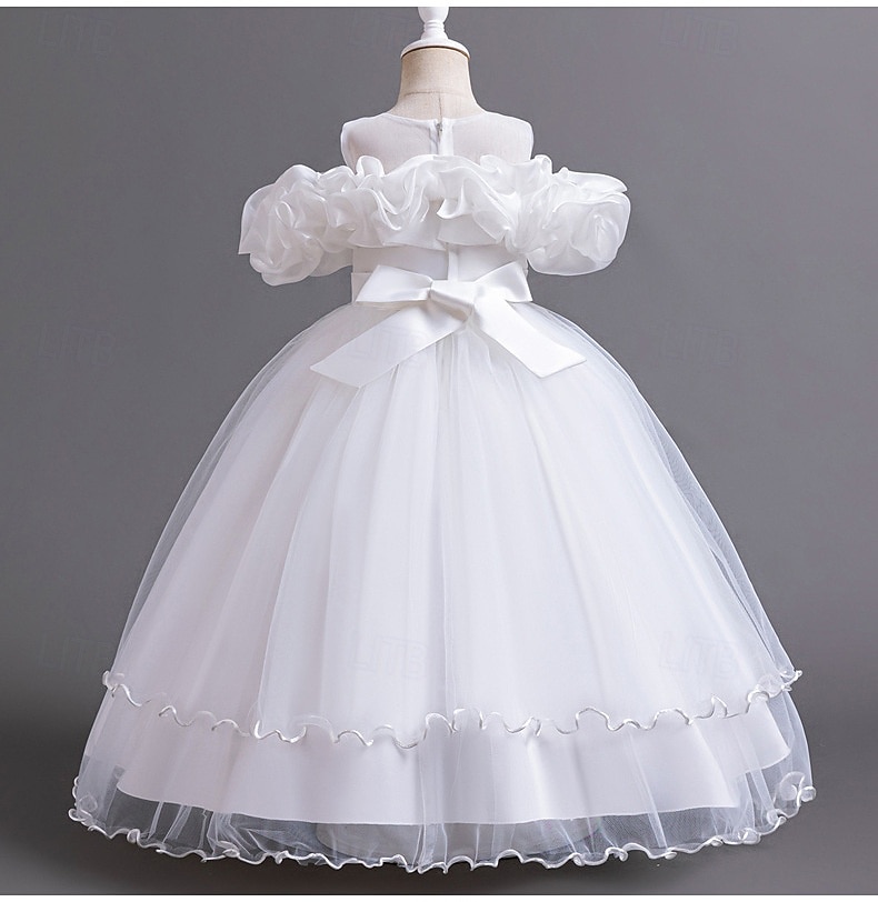Princess Floor Length Flower Girl Dress Pageant & Performance Cute Prom Dress Chiffon with Bow(s) Tiered Plisse Fit 3-16 Years 2025 - $78.99 –P4