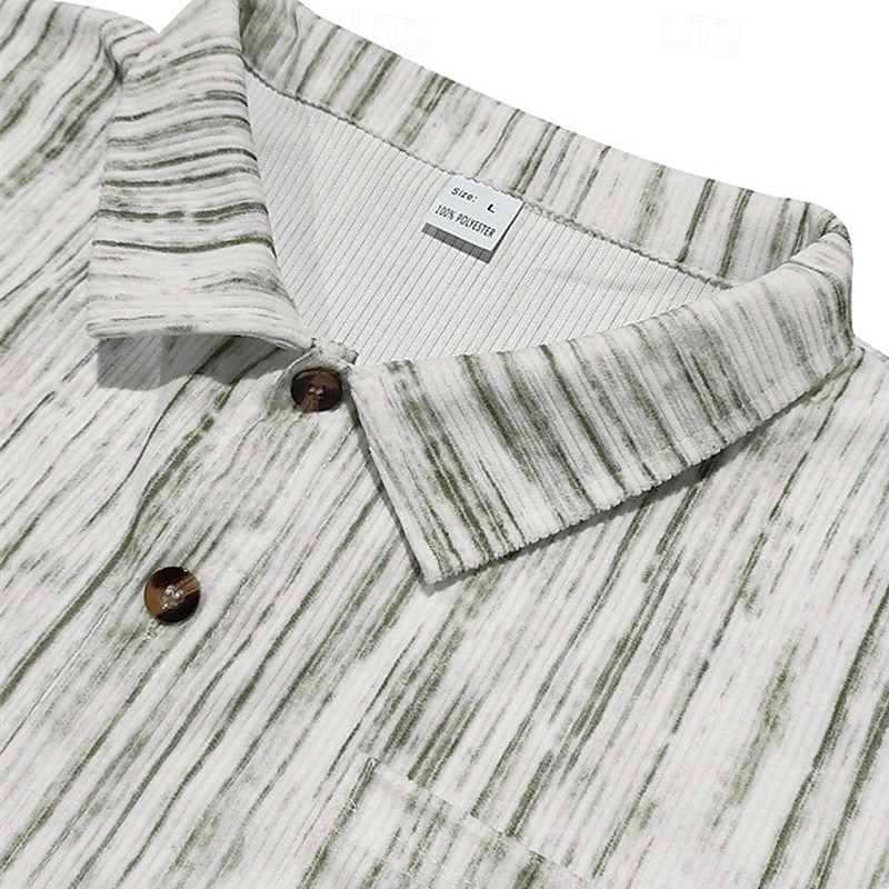 Per uomo Camicia Camicia estiva Maglietta informale Camicia da spiaggia Camicia con bottoni Rosso Verde Kaki Grigio chiaro Manica lunga Strisce Bavero Da mare Hawaiano Tasche Abbigliamento Poliestere del 2025 a $27.99 –P11
