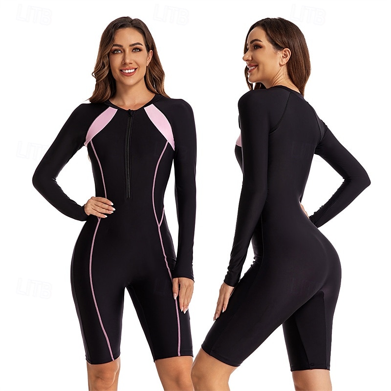 Női Kiütésőr Női szörfruházat UV Napvédelem UPF50+ Könnyű Hosszú ujj Spandex Testhezálló Fürdőruha Cipzár Úszás Szörfözés Tengerpart Vízi sportok Kollázs Nyár Tavasz Ősz 2025 - $37.99 –P1