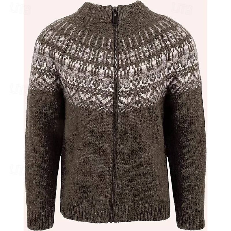Herren Strickjacke Kurzer Pullover Zip Pullover Reißverschluss Strickpullover Gerippt Stricken Normale Oberteile Patchwork Tasche Farbblock Ständer Modisch Klassisch Urlaub Freizeitskleidung 2025 - $41.99 –P2
