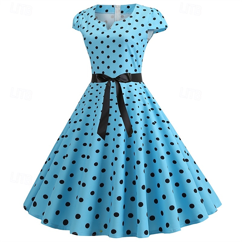 Elegant Classical 1950s Dress Polka Dot A-Line Women's Valentine's Day Event / Party Date Tea Party Adults' Dress Spring & Summer 2025 - GBP £15 –P11