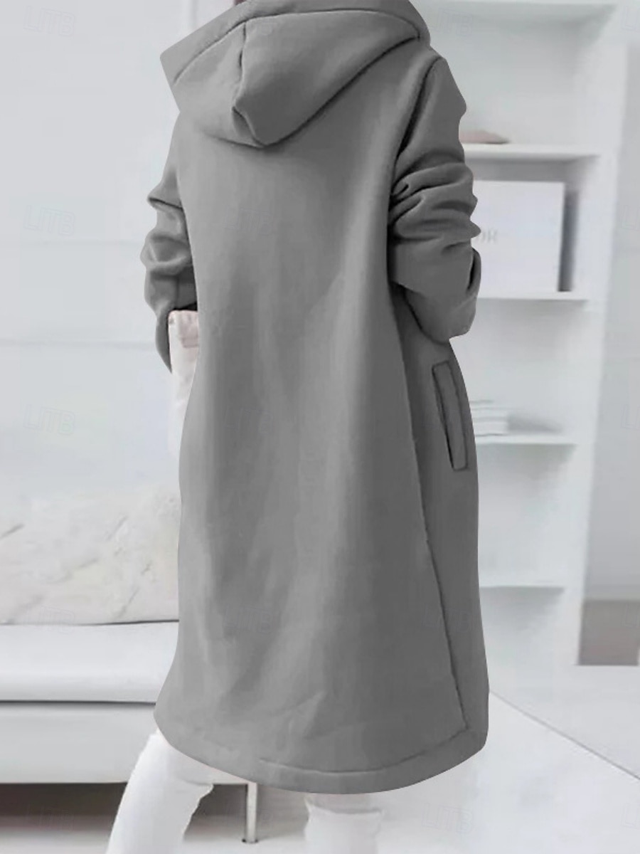 Dam Vinterkappa Vinterjacka Hoodiejacka Utomhus Gata Dagligen Höst Vinter Normal Täcka Normal Håller värmen Andningsfunktion Samtida Stylish Jacka Långärmad Ensfärgat Med fickor Blixtlås i fullängd 2025 - $31.99 –P6