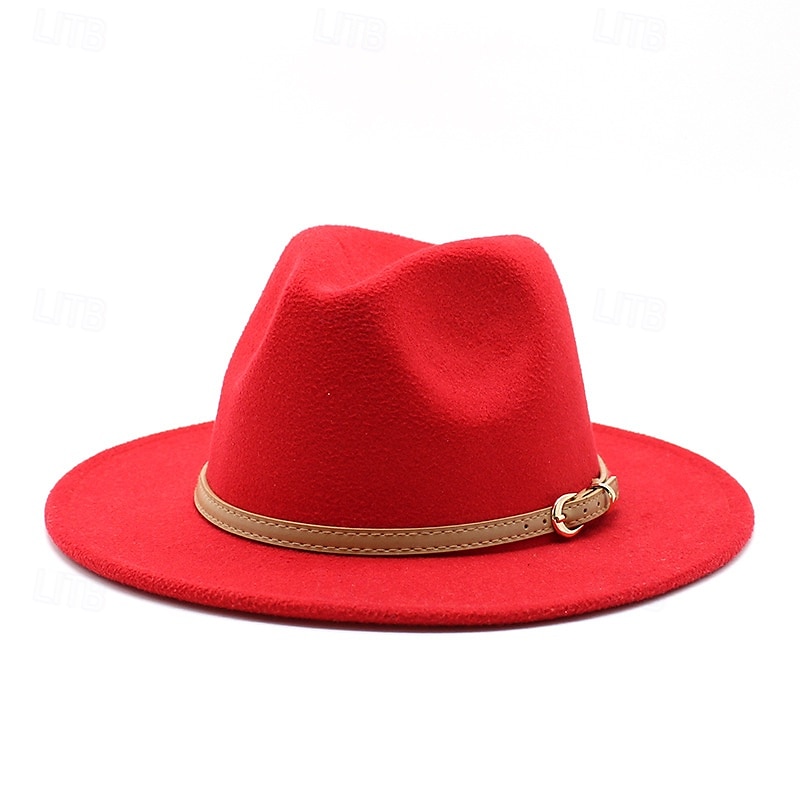 Men's Kentucky Derby Hat Sun Hat Cowboy Hat Fedora Trilby Hat Black White Woolen Vintage Style Fashion 18th Century State of Texas Daily Theme Party Solid / Plain Color Sunscreen Cosplay 2025 - $9.99 –P7