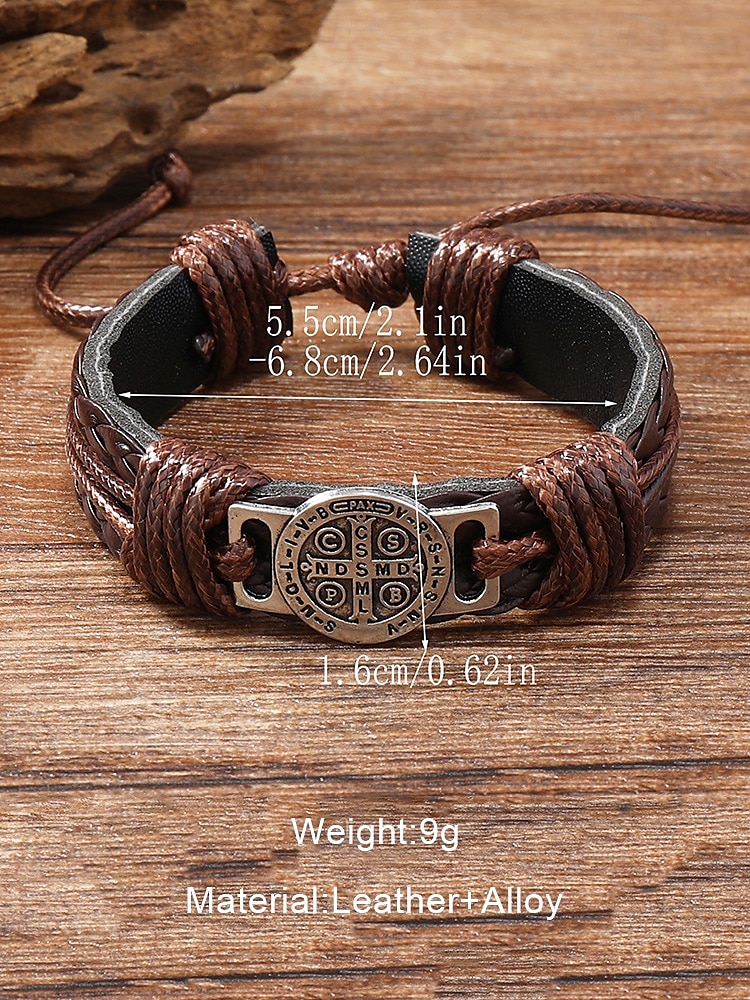 Viking-stijl leren touwarmbanden voor heren met kompasontwerp, verstelbare pasvorm en Noorse boho-esthetiek voor casual en outdoor-kleding 2025 - $7.99 –P4