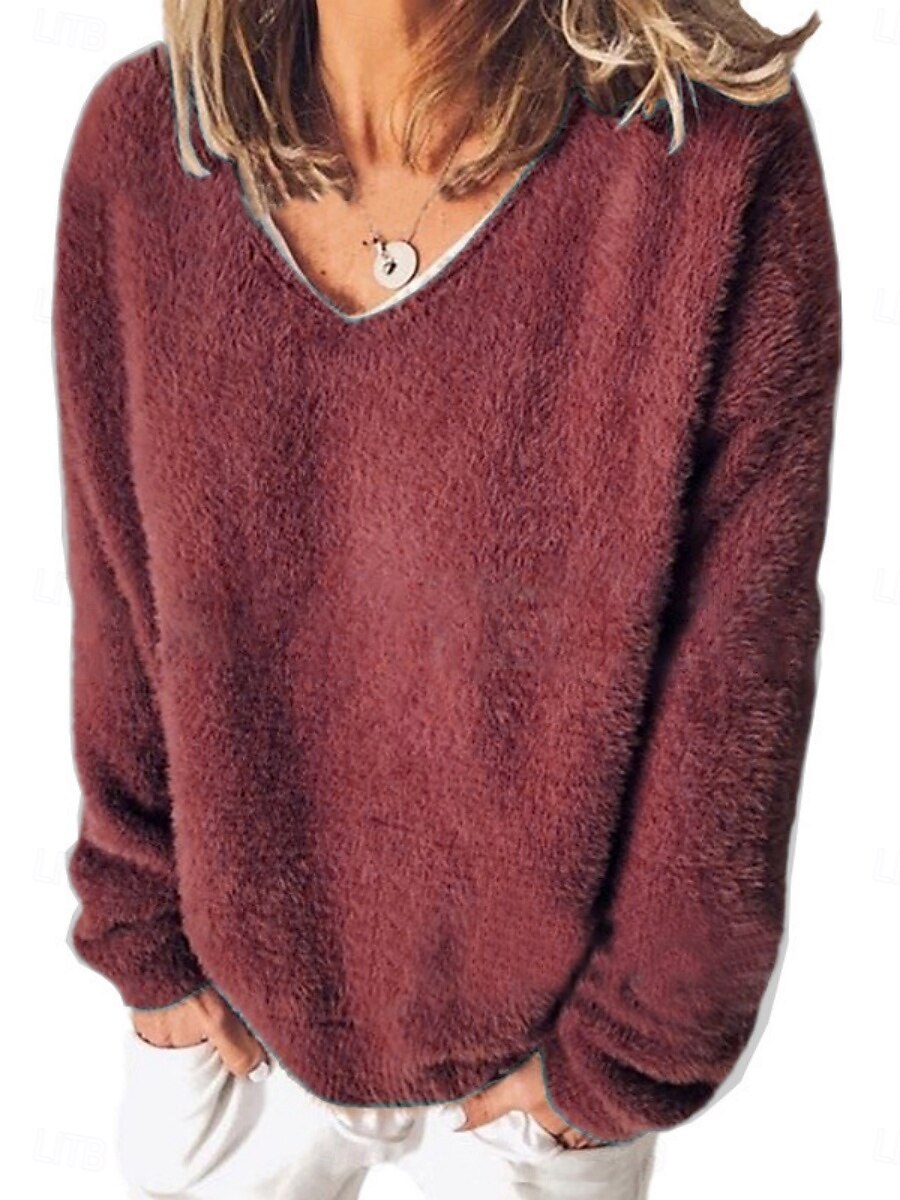 Damen Hemd Bluse Feste Farbe Basic Brautkleider schlicht Langarm V Ausschnitt Normale Oberteile Täglich Patchwork Wein Blau Grau Frühling & Herbst 2025 - $28.99 –P1