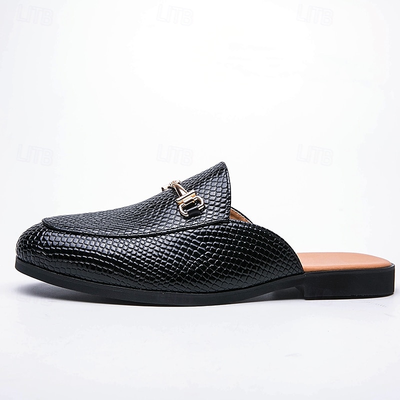mocassins marron à motif serpent pour hommes – mules à enfiler en similicuir avec boucle en métal pour une tenue décontractée et formelle de 2025 ? $46.99 –P3