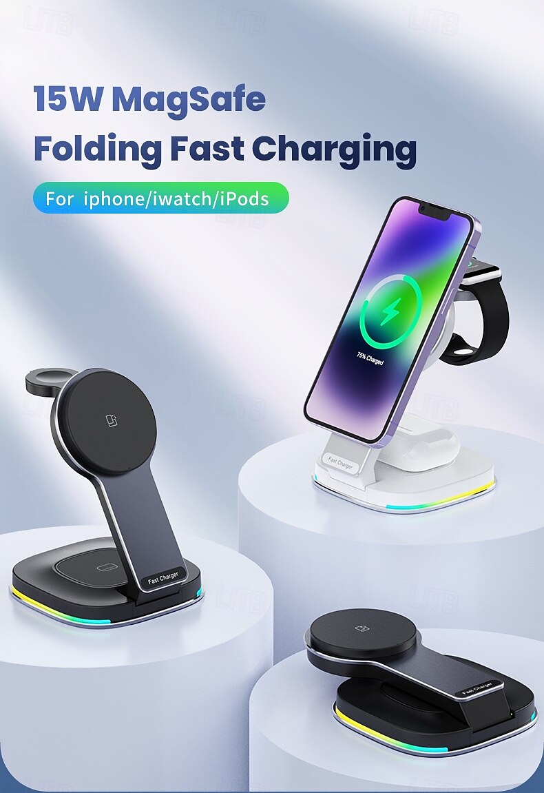 2025年 ワイヤレスチャージャー ワイヤレス充電ステーション CE 高速ワイヤレス充電 3 in 1 用途 スマートウォッチ ワイヤレス充電対応デバイスと互換性があります AirPods 2 / AirPods Pro  コレクション – $41.99 –P1