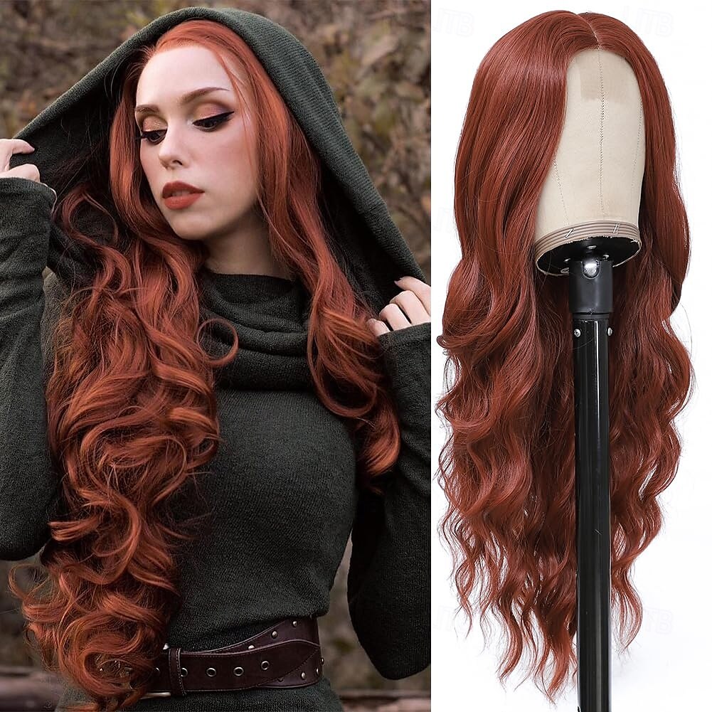 perruques longues et ondulées pour femmes, perruques synthétiques avec raie au milieu pour femmes, perruques de cosplay à usage quotidien de 2025 ? $19.49 –P1