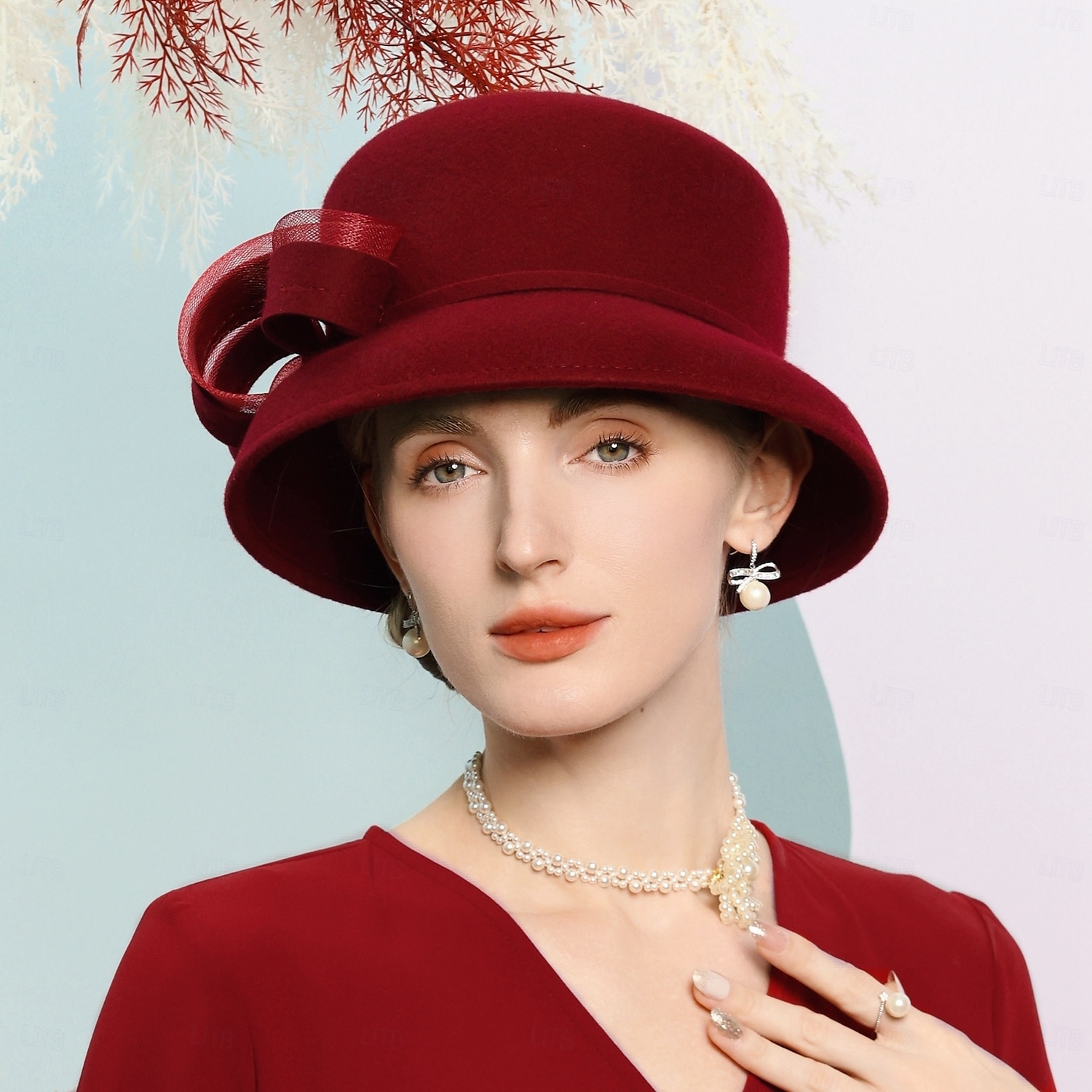 hatter 100% ull bowler / cloche lue bøtte lue bryllup teselskap elegant bryllup med bowknot skjøting hodeplagg hodeplagg 2025 - $74.99 –P13
