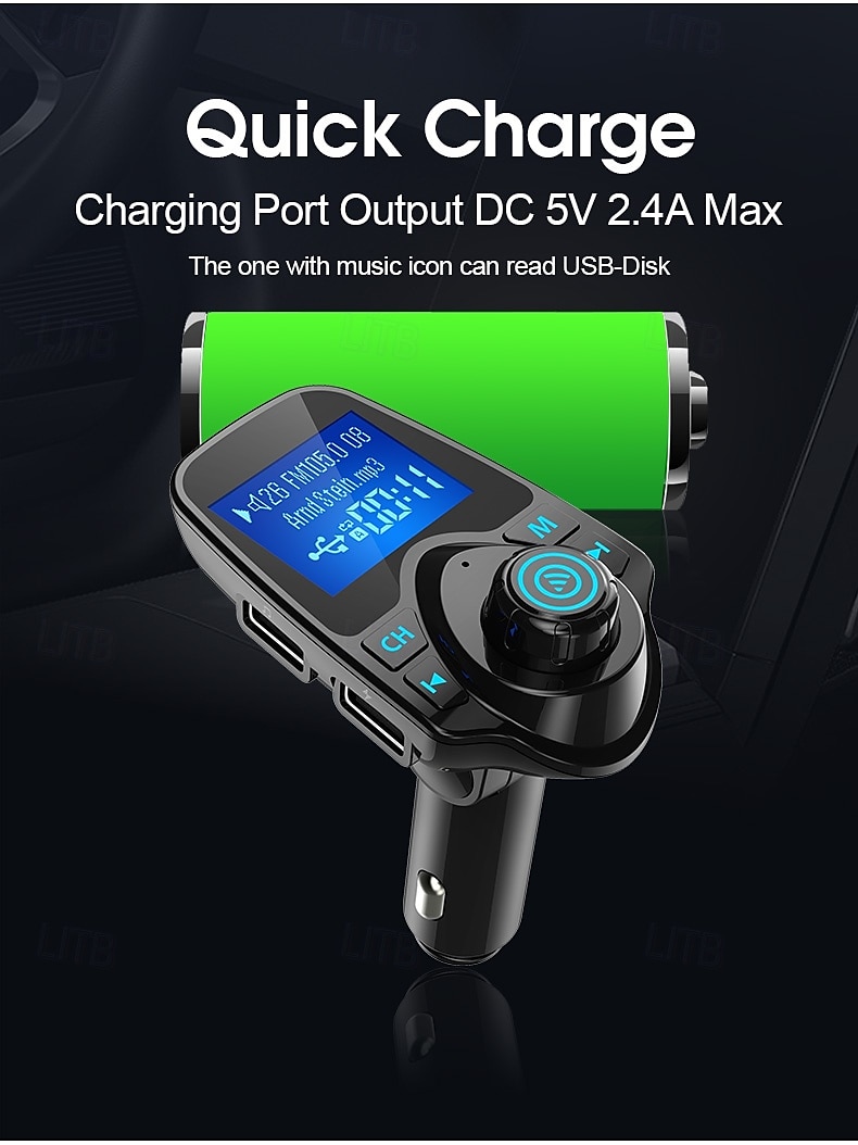 FM Transmitter AUX Audio Stereo Receiver Car MP3 Player Dual USB Car Charger Handfree BT 5.0 Car Kit 2025 - $43.99 –P5