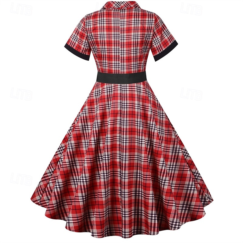 Elegant klasické 1950 Rochii Plisat Linia -A Pentru femei ziua îndragostiților Evenimente / Petrecere Dată Petrecere ceai Adulți Rochie Primavara vara 2025 - $24.99 –P6