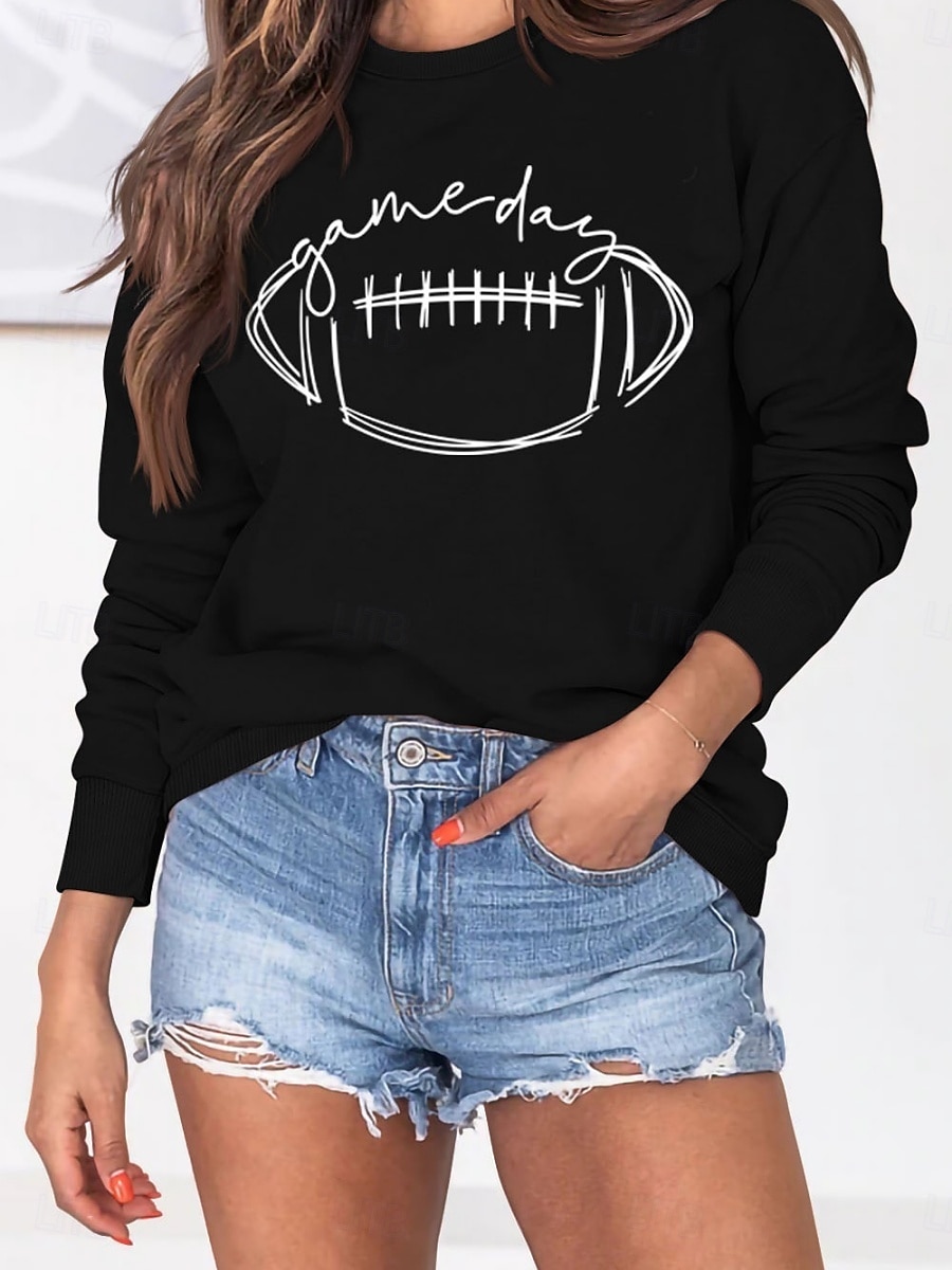 Per donna Pop art Informale Manica lunga Girocollo Top regolari Strada Da giorno Stampa Nero Verde Cachi Autunno Inverno del 2025 a $35.99 –P5