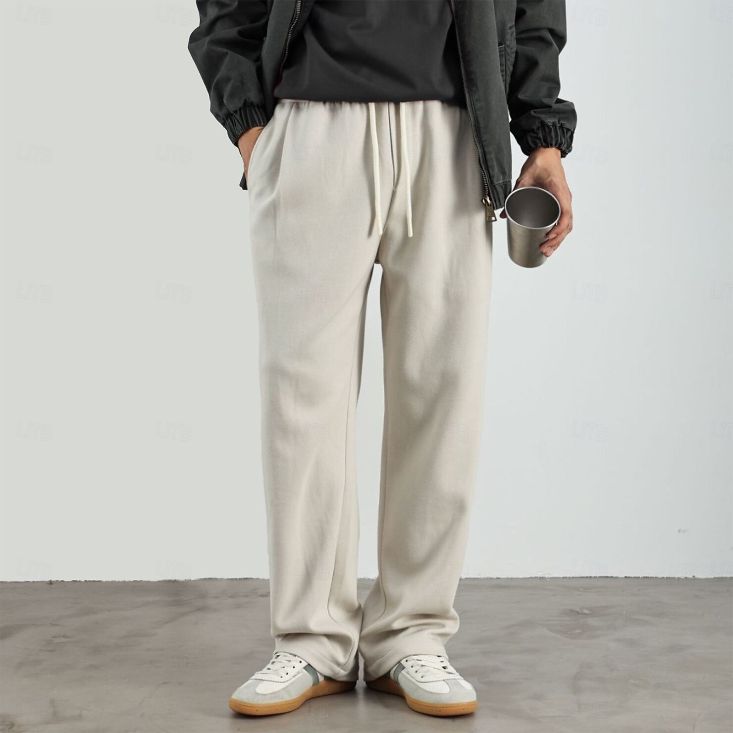 Herre Atletisk bukser Aktive bukser Aktiv Joggere Helfarge Full lengde utendørs Feriereise Hjem Sport Mote Navyblå Beige Mikroelastisk 2025 - $26.99 –P5