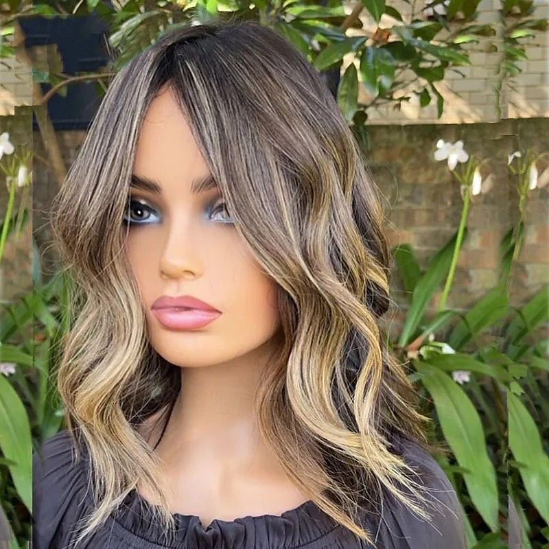 Remy mensenhaar 5x5 Sluiting 4x13 Sluiting Pruik Korte bob Braziliaans haar Golvend Meerkleurig Pruik 130% 150% Haardichtheid Ombre-haar Haar met highlights / balayage Natuurlijke haarlijn lijmloze 2025 - $235.69 –P5