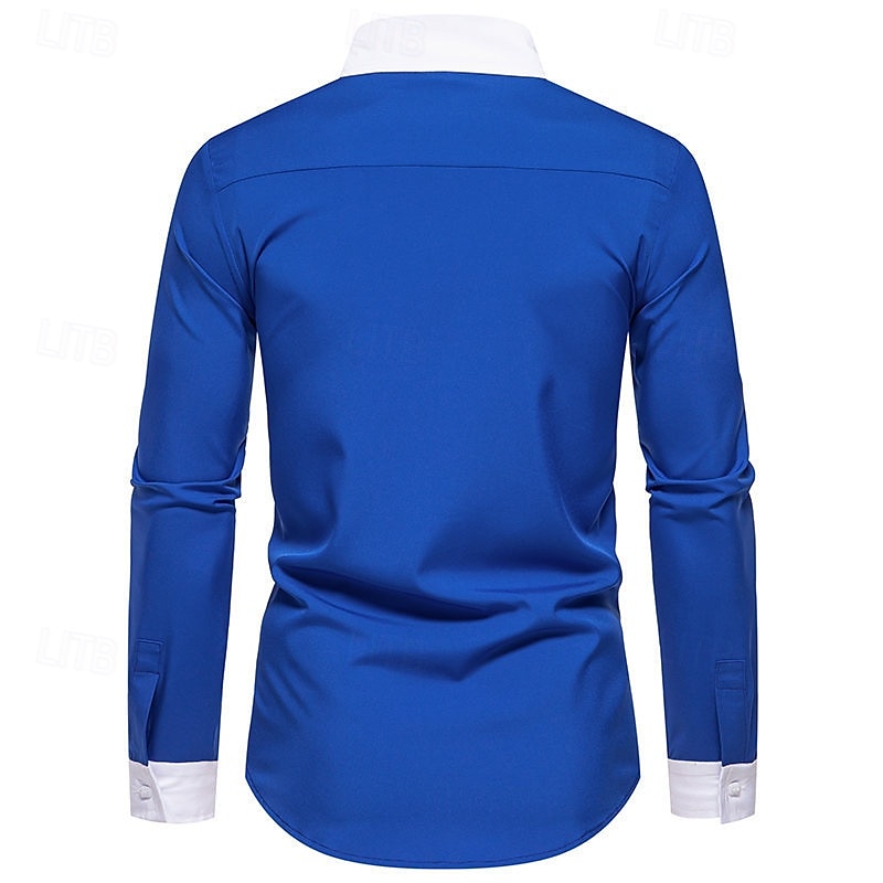 Herren Hemd Oberhemd Knopfhemd Farbblock Hochzeit Party Schwarz Weiß Marineblau Blau Langarm Kargen Frühling & Herbst Bekleidung 2025 - $28.99 –P12